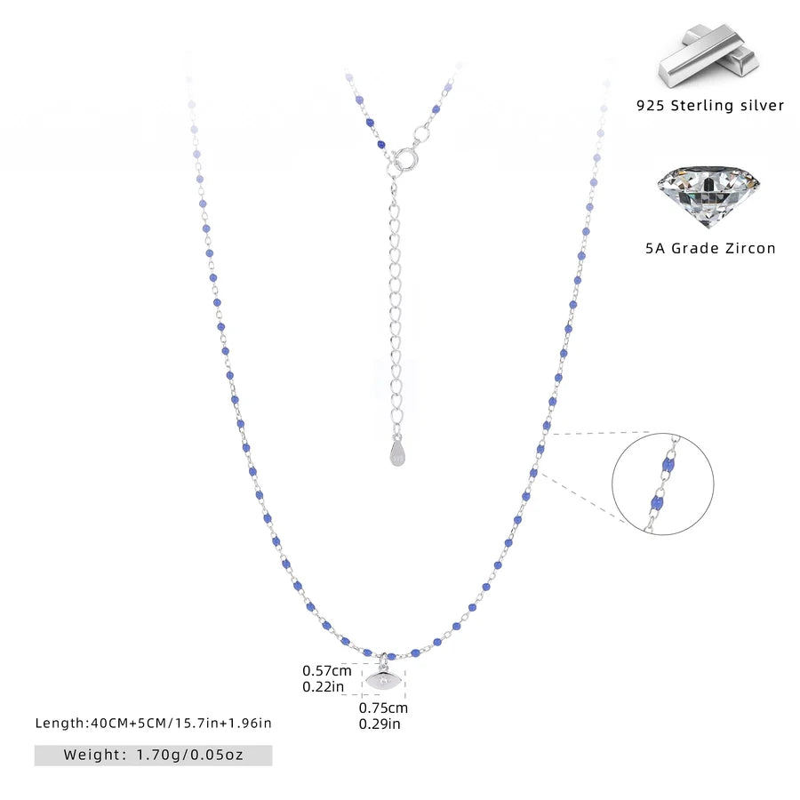 925 Sterling Silber 925 Sterling Silber Rack Beschichtet Langanhaltend Beschichtet Zirkon Einlage Auge Anhänger Halskette | Shop Nory