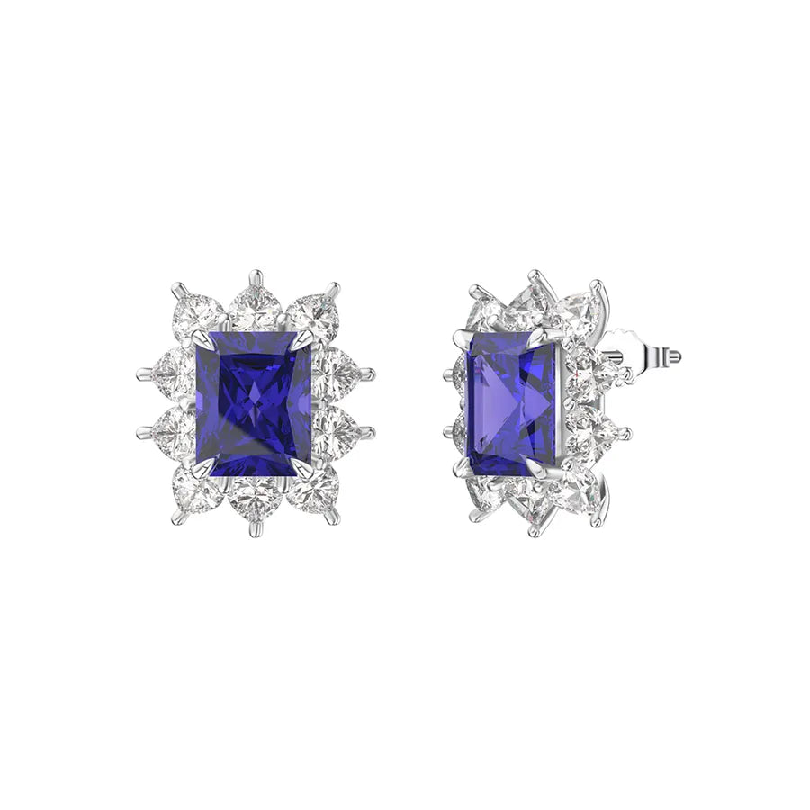 Weißgoldbeschichtete versilberte 925 Sterling Silber Zirkon 925 Sterling Silber Ohrringe runde Herzform Rhombus Ohrringe | Shop Nory