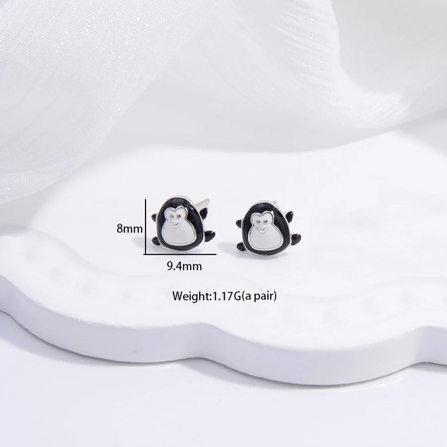1 Paar 22K vergoldete rhodinierte 925 Sterling Silber Zirkon 925 Sterling Silber Ohrringe Pinguin Kirschkrone Ohrstecker | Shop Nory