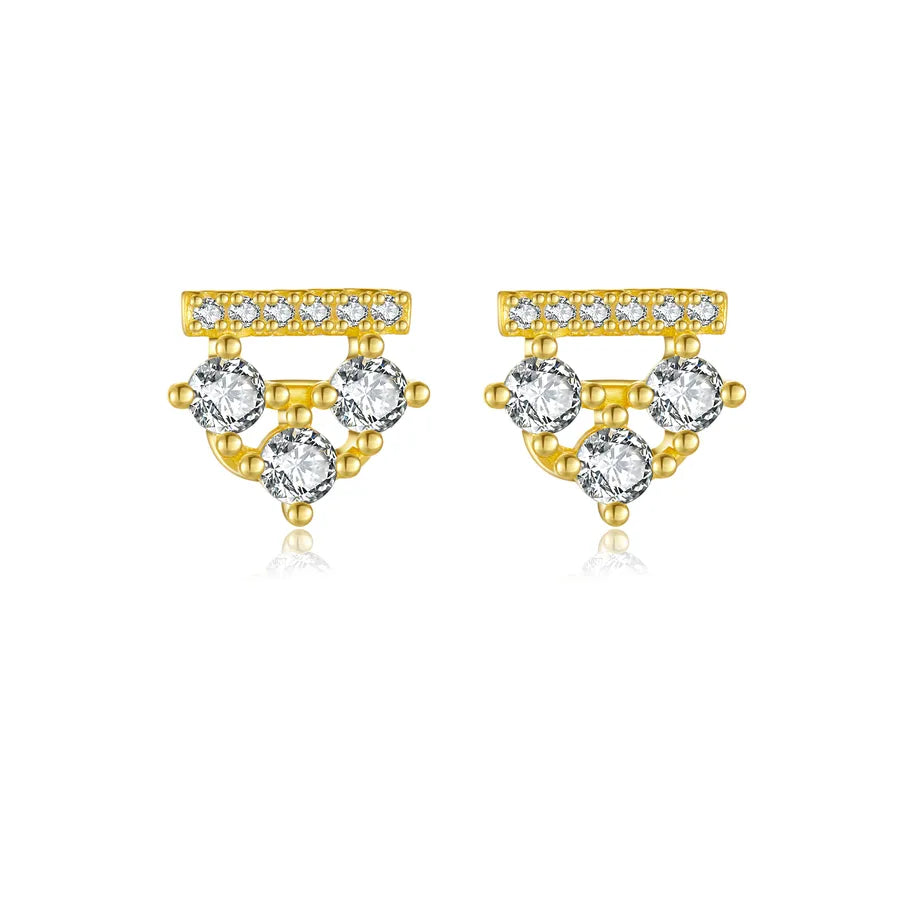 1 Paar 18K vergoldet Weißgold plattiert 925 Sterlingsilber Zirkon 925 Sterlingsilber Ohrringe Geometrische Ohrstecker | Shop Nory