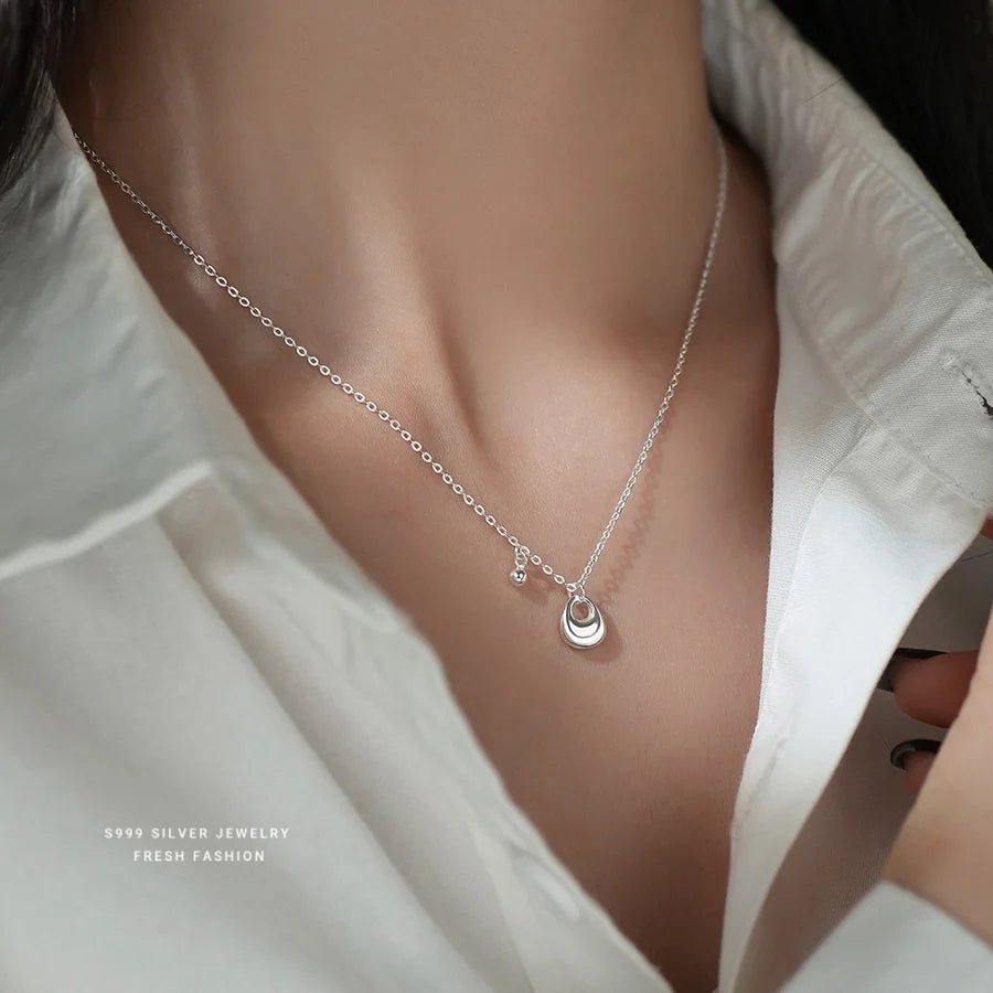 S999 Silber Kabelkette Beschichtung Silber Klumpen Anhänger Halskette | Shop Nory