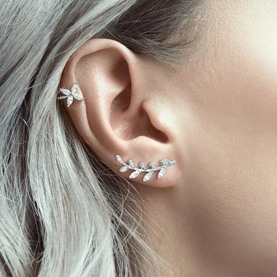 1 Paar 18K Goldbeschichtete Weißgoldbeschichtete 925 Sterling Silber Zirkon 925 Sterling Silber Ohrringe Geometrische Ohrstecker | Shop Nory