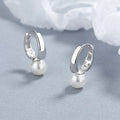 1 Paar 925 Sterling Silber Künstliche Perlen 925 Sterling Silber Ohrringe Geometrische Hoop Ohrringe | Shop Nory