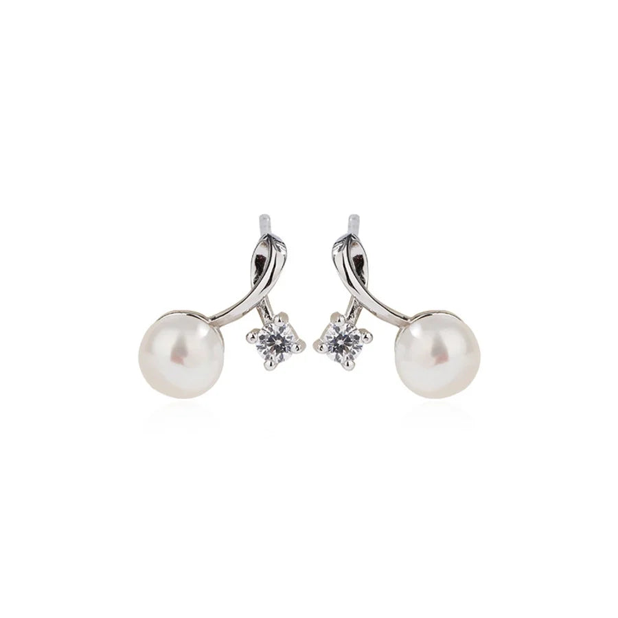 1 Paar 925 Sterling Silber Perle Zirkon 925 Sterling Silber Ohrringe Geometrische Ohrstecker | Shop Nory