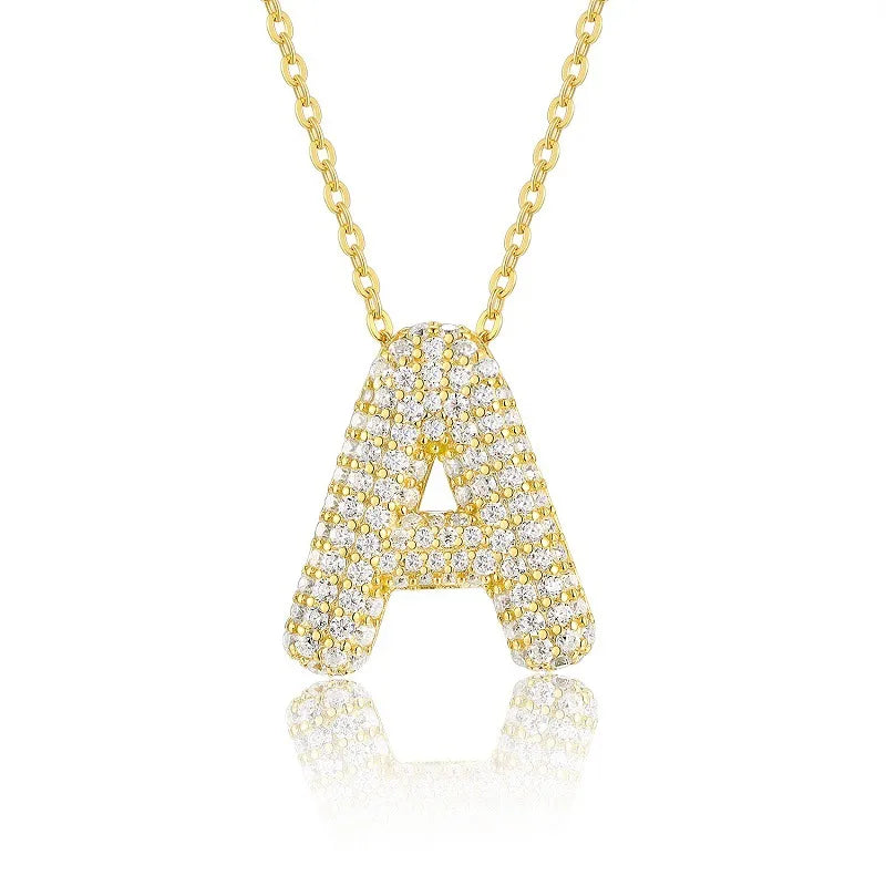925 Sterling Silver Moissanite Kabelkette Buchstaben Anhänger Halskette | Shop Nory