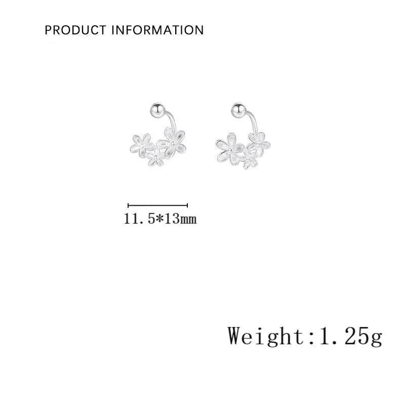 1 Paar S999 Silber 925 Sterling Silber Ohrringe Blumen Ohrstecker | Shop Nory
