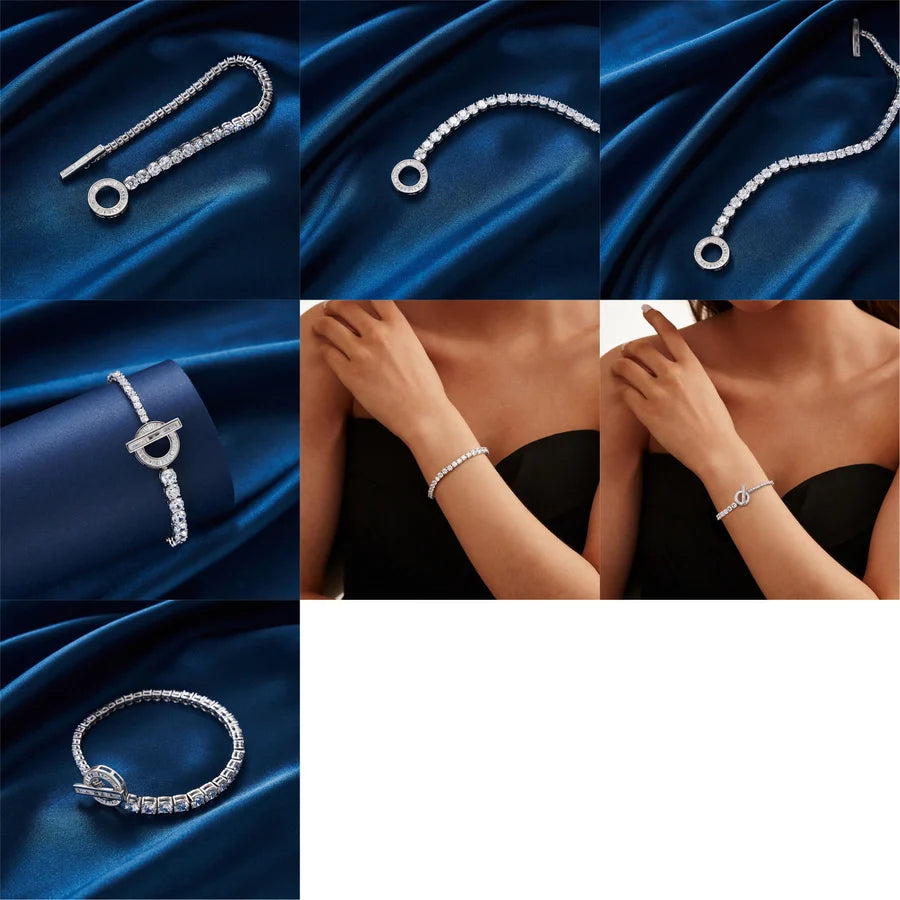 925 Sterling Silver Kabelkette Armbänder Luxuriöser Einfacher Stil Glänzend | Shop Nory
