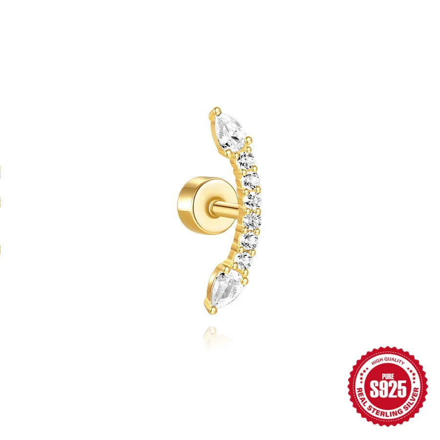 1 Stück Ohrknorpelringe & Steckern Einfacher Stil Klassischer Stil Geometrisch 925 Sterling Silber Opal Zircon Ohrknorpelringe & Steckern | Shop Nory