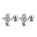 1 Paar 925 Sterling Silber Imitationsperle Zirkon 925 Sterling Silber Ohrringe vierblättriges Kleeblatt Schraubverschluss kleine Steckerohrringe | Shop Nory