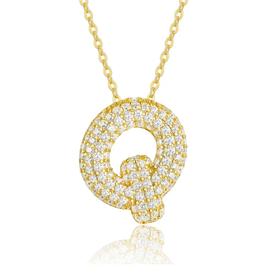 925 Sterling Silver Moissanite Kabelkette Buchstaben Anhänger Halskette | Shop Nory