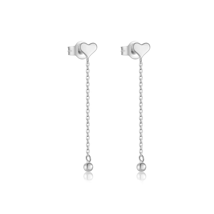 1 Paar 18K Gold Plattiert Weißgold Plattiert Sterlingsilber 925 Sterlingsilber Ohrringe Herzform Einfarbige Tropf Ohrringe | Shop Nory