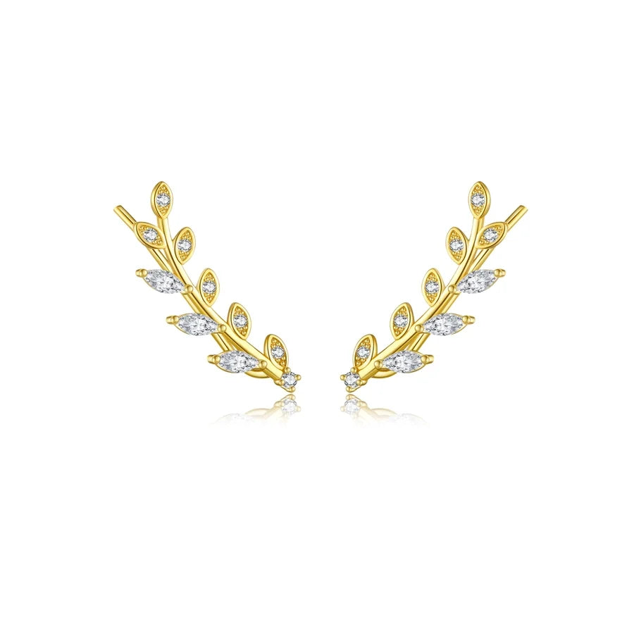 1 Paar 18K Goldbeschichtete Weißgoldbeschichtete 925 Sterling Silber Zirkon 925 Sterling Silber Ohrringe Geometrische Ohrstecker | Shop Nory