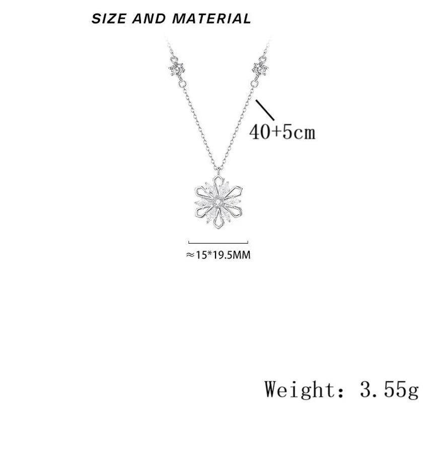 925 Sterling Silber Zirkon Kabelkette Einlage Schneeflocke Anhänger Halskette | Shop Nory