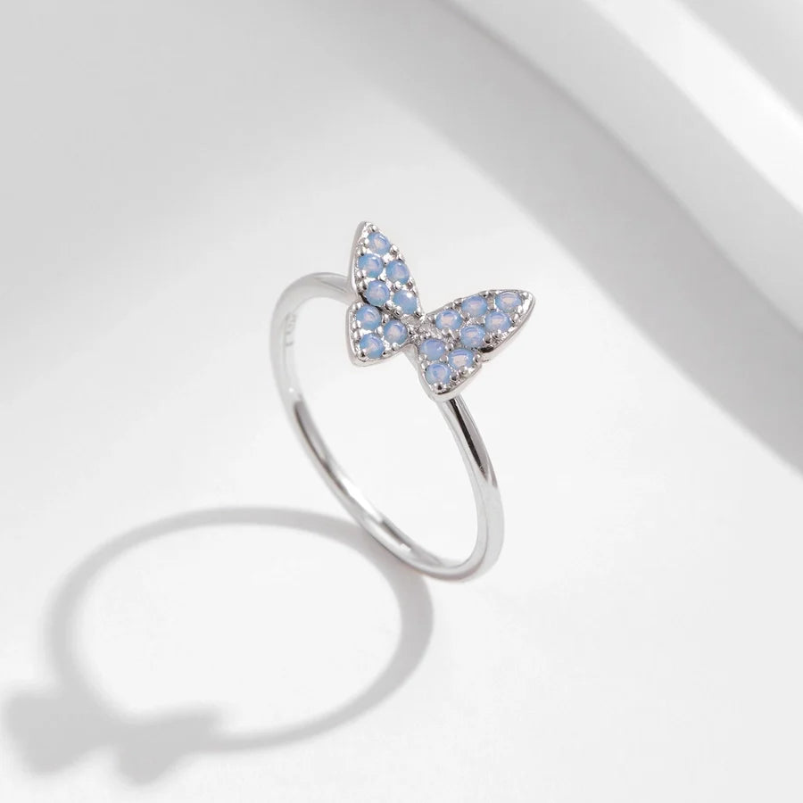 Rhodium-beschichtete 925 Sterling Silber Opal Schmetterlingsringe 925 Sterling Silber Ringe | Shop Nory