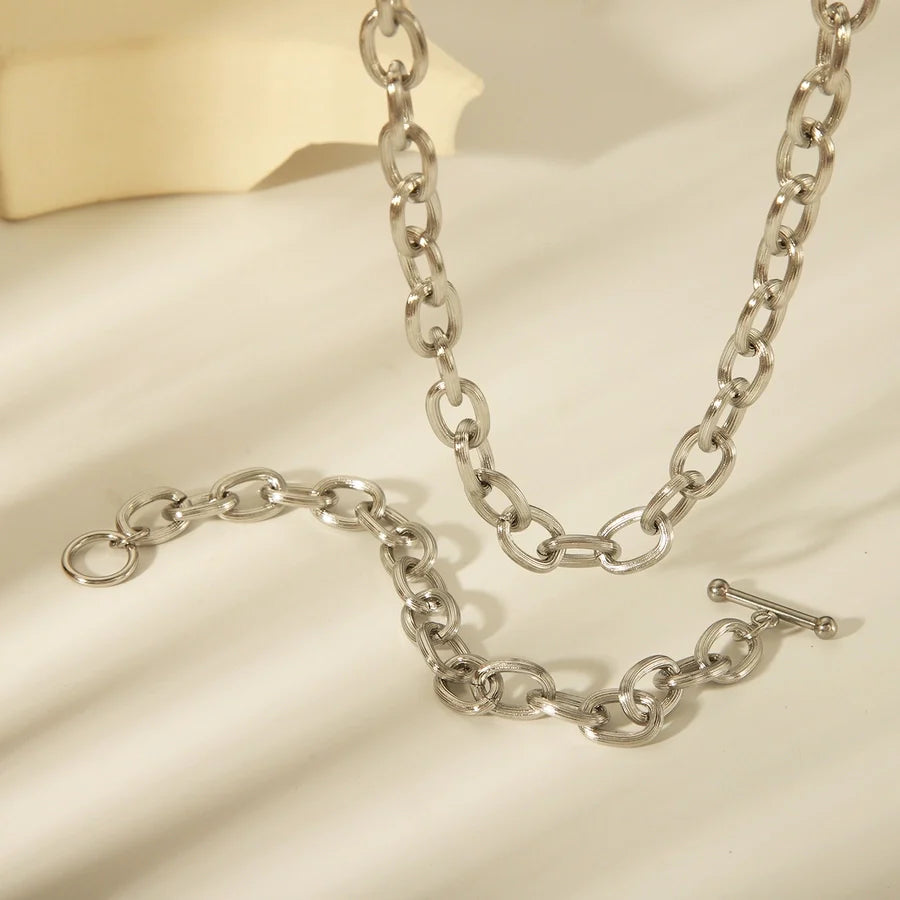 Set "Tiffany" Halskette mit Armband in Edelstahl - 18k vergoldet | Shop Nory