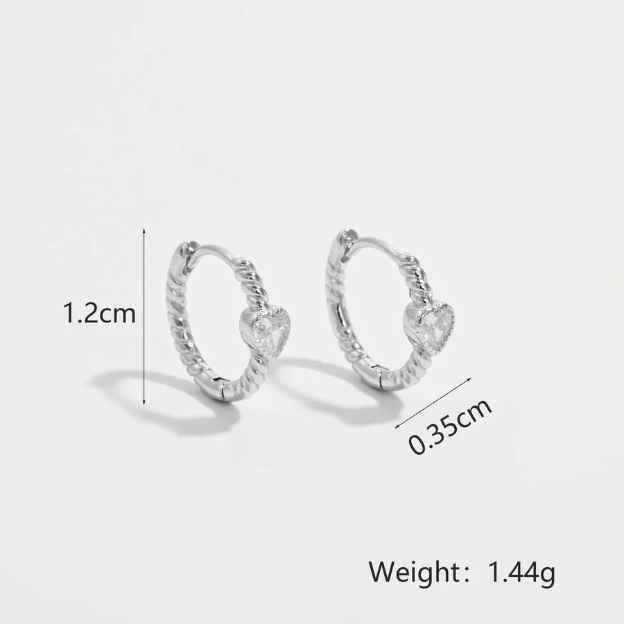 1 Paar Weißgoldbeschichtet 925 Sterlingsilber Zirkon 925 Sterlingsilber Ohrringe Runde Creolen | Shop Nory