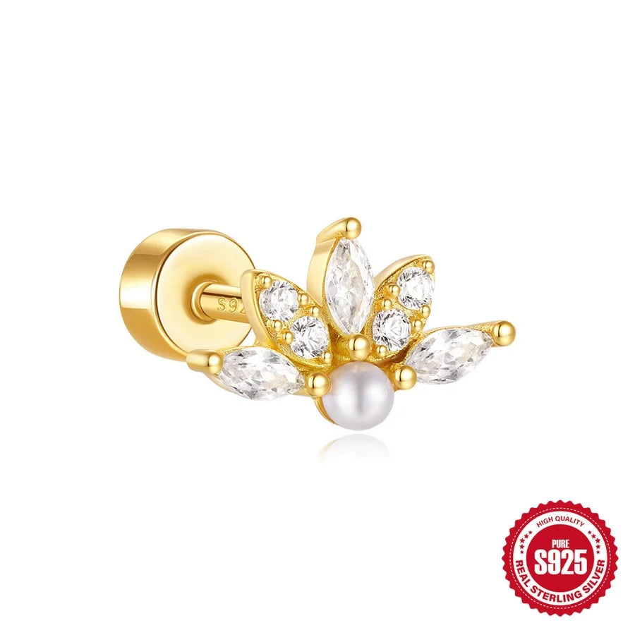 1 Stück Ohrknorpelringe & -stecker Cute Geometric 925 Sterling Silber Türkis Zirkon Ohrknorpelringe & -stecker | Shop Nory