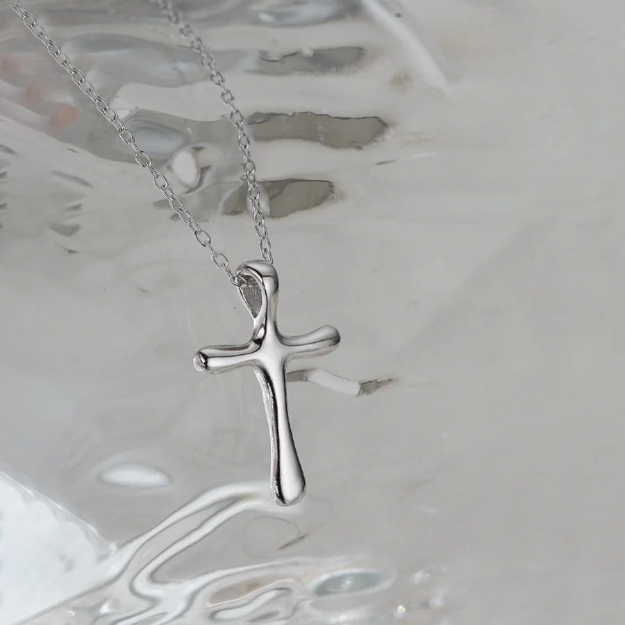 925 Sterling Silber Kabelkette Vergoldung Kreuz Anhänger Halskette | Shop Nory