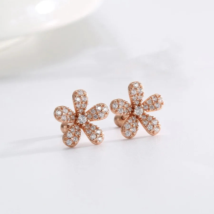 1 Paar 925 Sterling Silber Zirkon 925 Sterling Silber Ohrringe Blumen Ohrstecker | Shop Nory