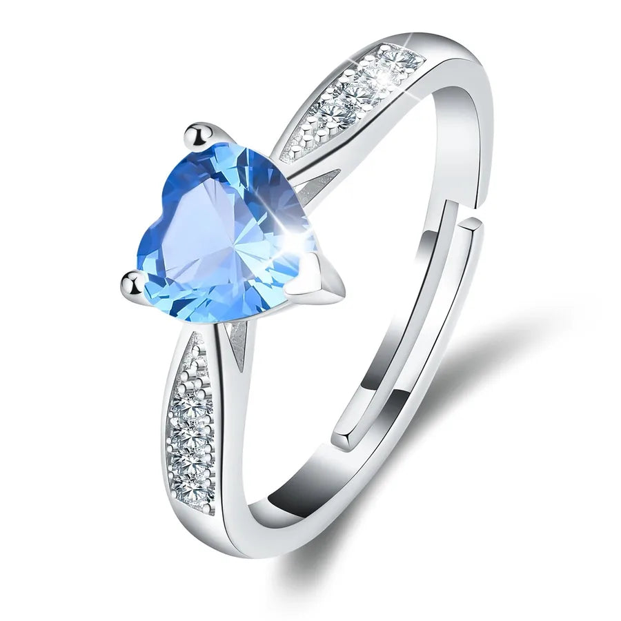 925 Sterling Silber Moissanit Herzform Offene Ringe 925 Sterling Silber Ringe | Shop Nory