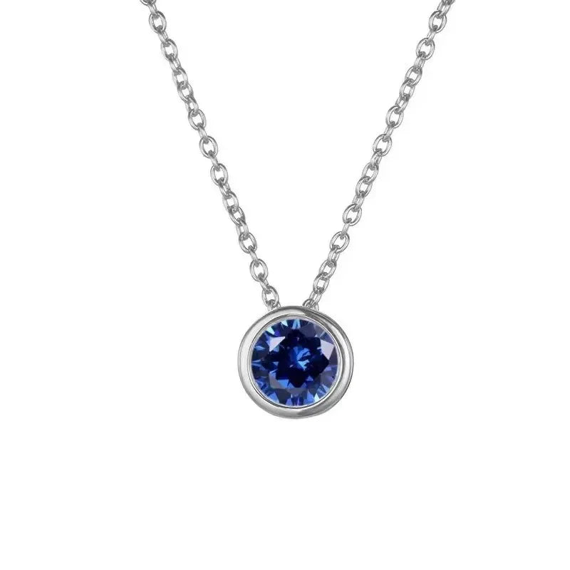 925 Sterling Silver Geburtsstein Kabelkette Einlage Runde Halskette | Shop Nory