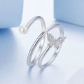 Weißgold plattiert 925 Sterling Silber Perle Zirkon Schmetterling Ringe | Shop Nory