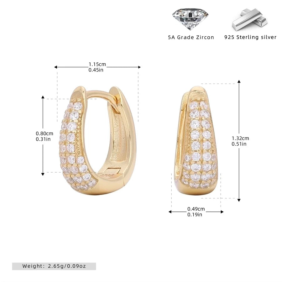 1 Paar 18K Gold Beschichtet Weißgold Beschichtet Rhodium Beschichtet 925 Sterling Silber Zirkon 925 Sterling Silber Ohrringe Geometrische Ohrringe | Shop Nory