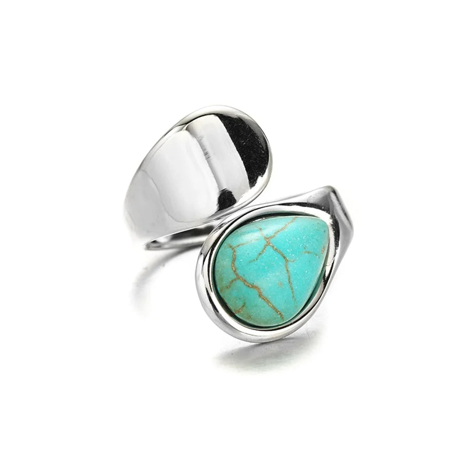 Ring mit Türkis Stein in Edelstahl silber | Shop Nory