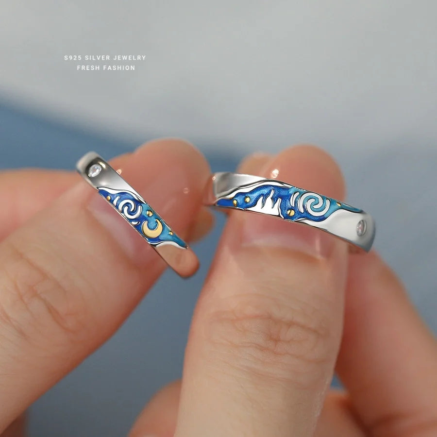 925 Sterling Silver Zircon Van Gogh Verstellbarer Ring 925 Sterling Silver Ringe | Shop Nory