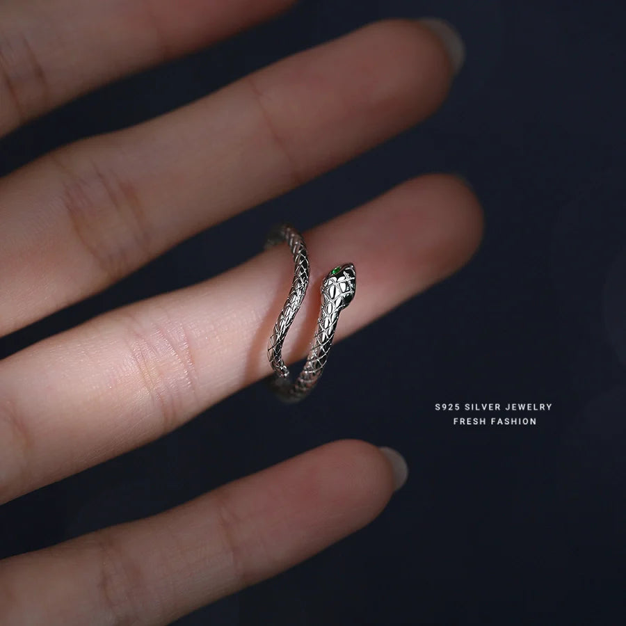 925 Sterling Silver Zirkon Schlange Offene Ringe 925 Sterling Silver Ringe | Shop Nory