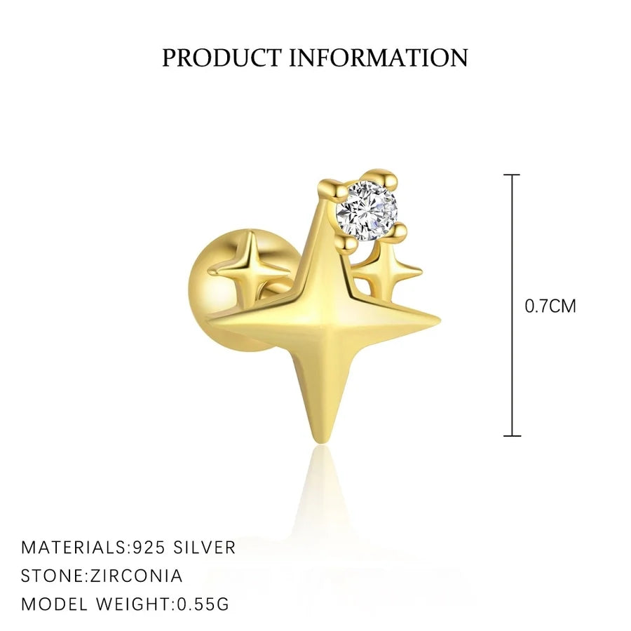 1 Stück 1 Paar 925 Sterling Silber Zirkon 925 Sterling Silber Ohrringe Geometrisch Star Bow Knot Tropfen Ohrringe Ohrstecker | Shop Nory