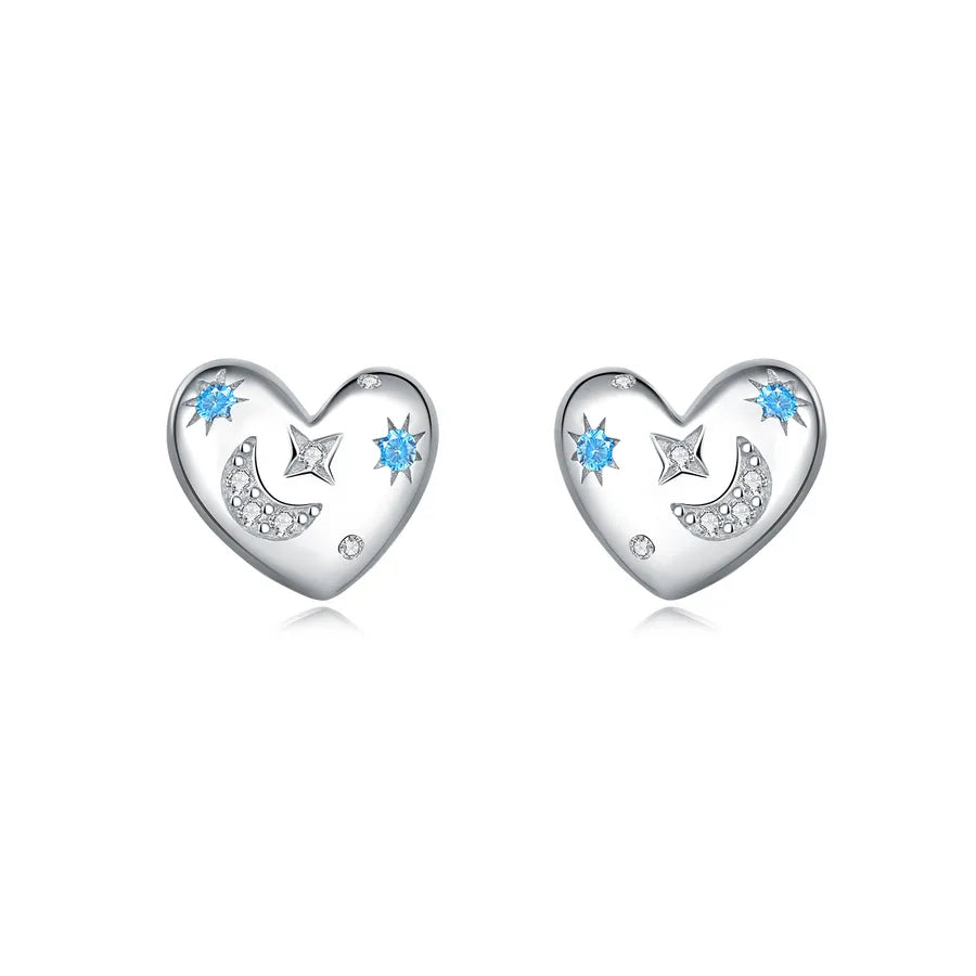 1 Paar 925 Sterlingsilber 925 Sterlingsilber Ohrringe Unendlichkeit Mond Herzform Tropf Ohrringe Ohrstecker | Shop Nory