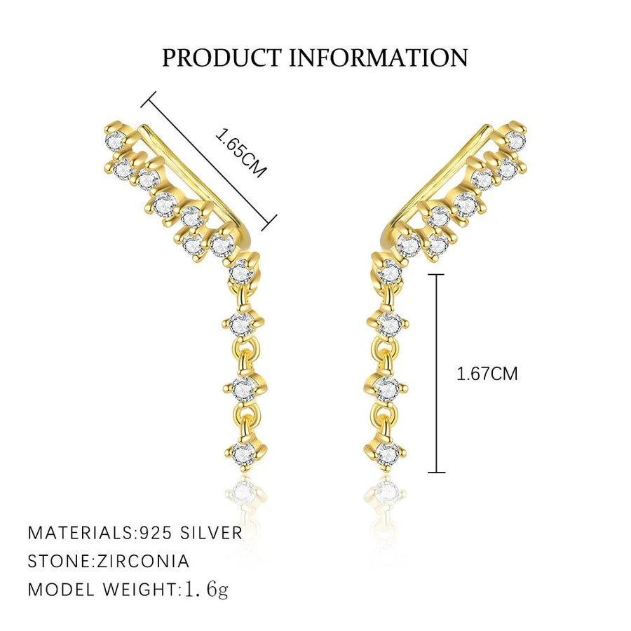 1 Paar 925 Sterling Silber Zirkon 925 Sterling Silber Ohrringe Quaste Ohrbügel | Shop Nory