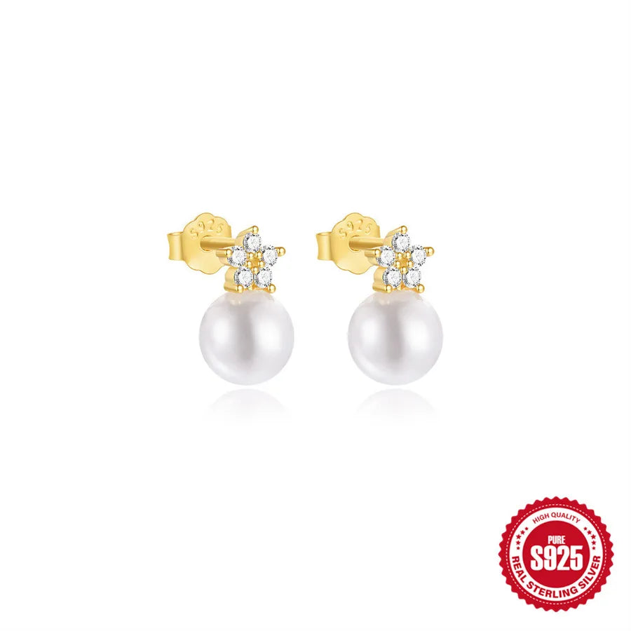1 Paar 925 Sterling Silber Opal Perle Zirkon 925 Sterling Silber Ohrringe Blumen Schmetterling Tropf Ohrringe Ohrstecker | Shop Nory