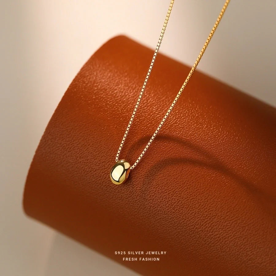 925 Sterling Silber Boxkette Plattierung Geometrische Anhänger Halskette | Shop Nory