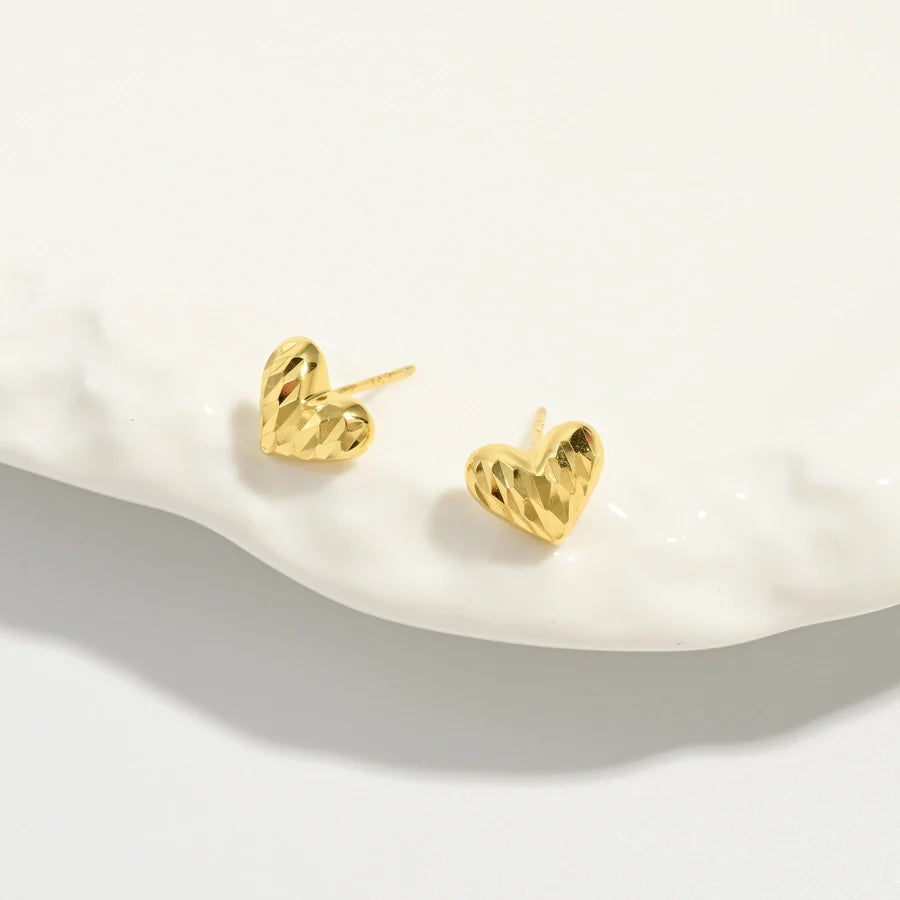 1 Paar 14K Gold beschichtete 925 Sterling Silber 925 Sterling Silber Ohrringe Herzform Ohrstecker | Shop Nory