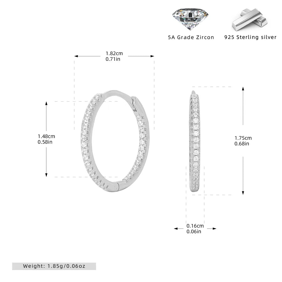 1 Paar 18K Goldbeschichtete Weißgoldbeschichtete Rhodinierte 925 Sterling Silber Zirkon 925 Sterling Silber Ohrringe Runde Ohrringe | Shop Nory
