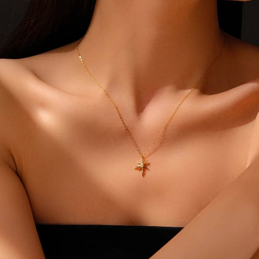 925 Sterling Silver Zircon Kabelkette Geometrische Anhänger Halskette | Shop Nory