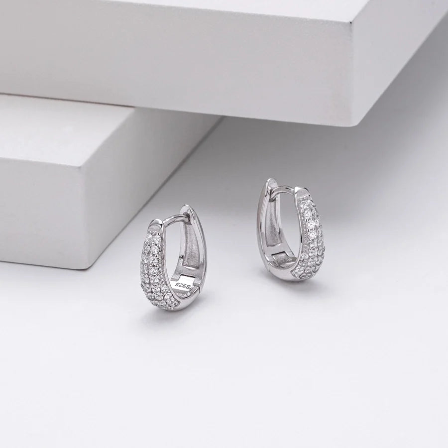 1 Paar 18K Gold Beschichtet Weißgold Beschichtet Rhodium Beschichtet 925 Sterling Silber Zirkon 925 Sterling Silber Ohrringe Geometrische Ohrringe | Shop Nory