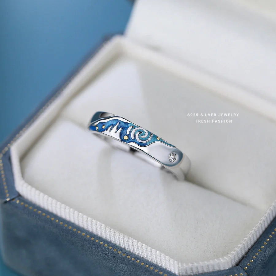 925 Sterling Silver Zircon Van Gogh Verstellbarer Ring 925 Sterling Silver Ringe | Shop Nory