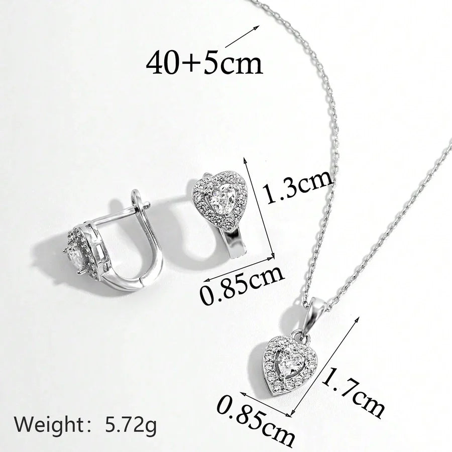 925 Sterling Silber Plattiertes Platin Ohrclip Halsketten Set | Shop Nory