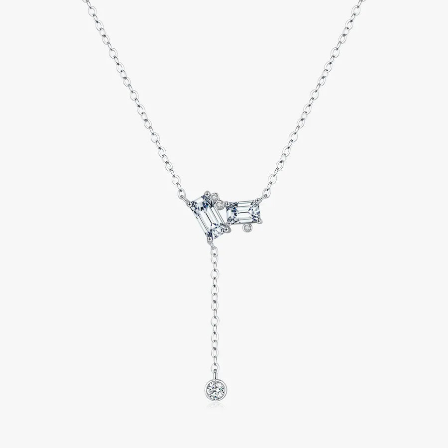 925 Sterlingsilber Lack plattiertes Zirkon Kabelkette Einlage Geometrisches Rechteck Anhänger Halskette | Shop Nory