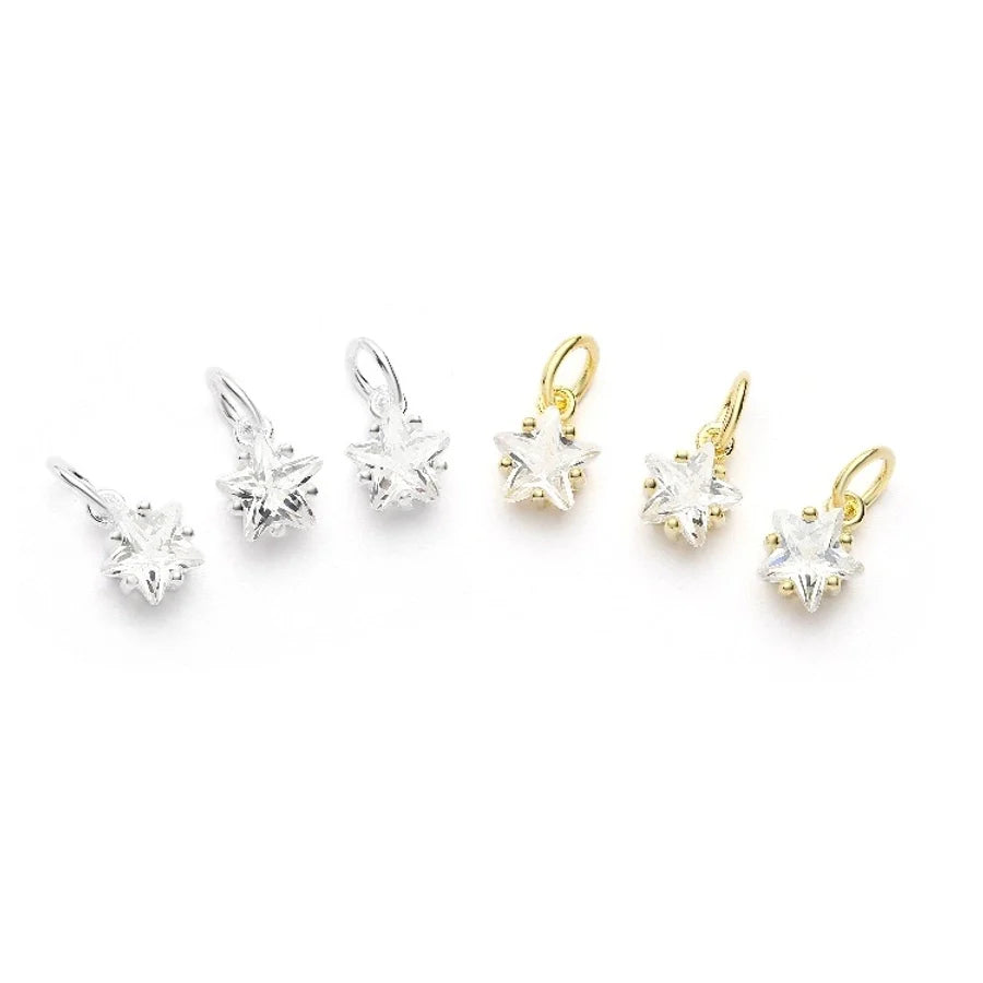 925 Sterling Silber Rhinestone Zirkon Zubehör Mini Kleiner Stern Fünfzackiger Stern Anhänger Armband Halskette Kreative Handgemachte Zubehör | Shop Nory