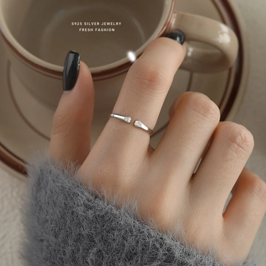 925 Sterling Silver Zirkon Tier Pfotenabdruck Offene Ringe 925 Sterling Silver Ringe | Shop Nory