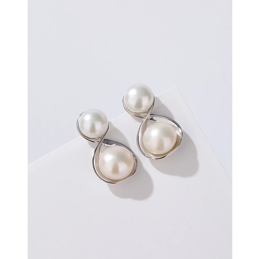1 Paar 925 Sterling Silber Perle 925 Sterling Silber Ohrringe Geometrische Ohrstecker | Shop Nory