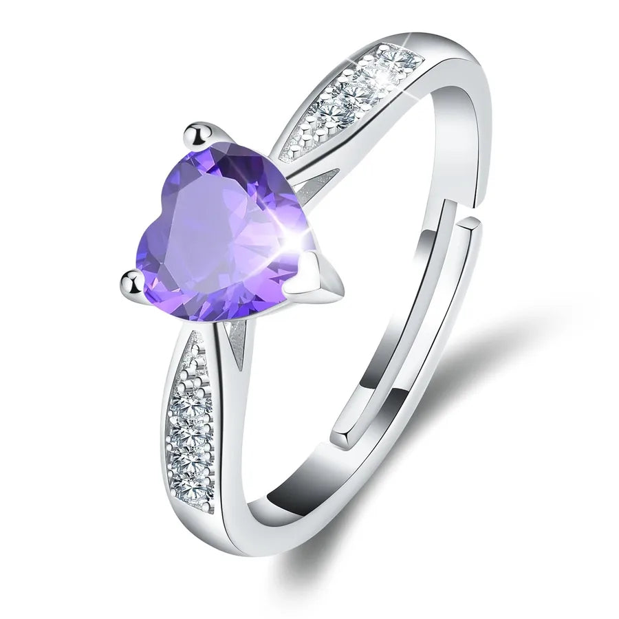 925 Sterling Silber Moissanit Herzform Offene Ringe 925 Sterling Silber Ringe | Shop Nory