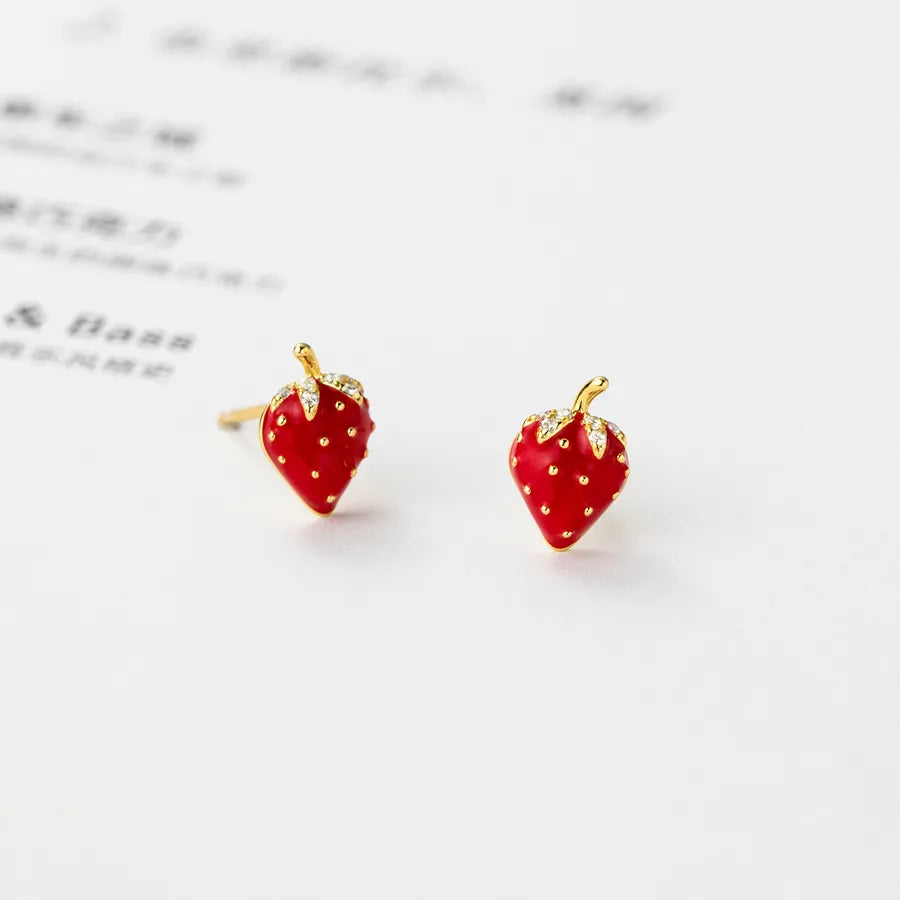 1 Paar 925 Sterling Silber Zirkon Erdbeer Ohrstecker | Shop Nory