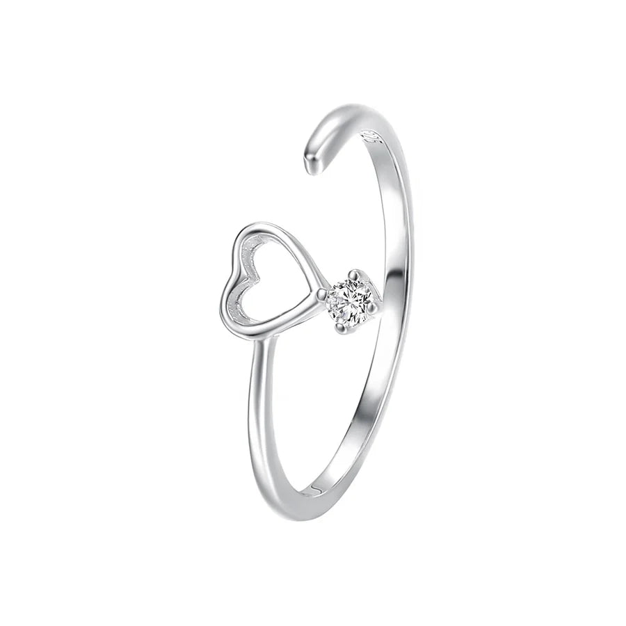 925 Sterlingsilber Zirkon Herzform Offene Ringe 925 Sterlingsilber Ringe | Shop Nory