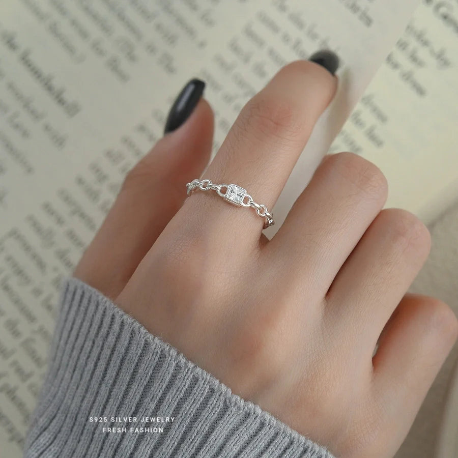 925 Sterling Silver Zirkon quadratische Herzform offene Ringe 925 Sterling Silver Ringe | Shop Nory