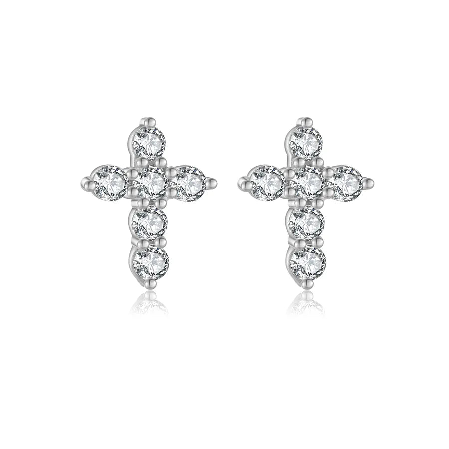 1 Paar 18K vergoldet Weißgold plattiert 925 Sterlingsilber Zirkon 925 Sterlingsilber Ohrringe Geometrische Ohrstecker | Shop Nory